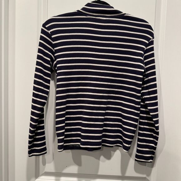 LL Bean Striped Quarter Zip Pullover Womens S Coastal Fisherman Nautical Preppy - Picture 2 of 6